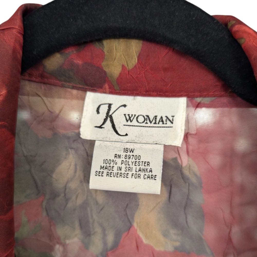 K WOMAN | Y2K Women's Sheer Blouse  | Floral | Plus Size 18W - Picture 2 of 10